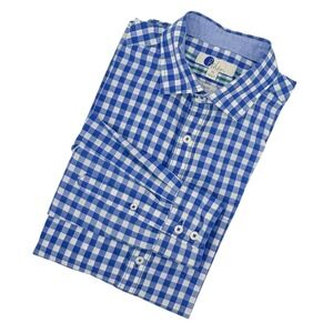 Boden Mens Shirt Blue White Gingham Check Slim Fit‎ Long Sleeve Cotton Size M